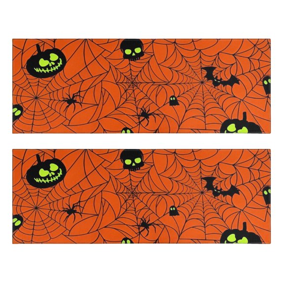Kitchen Rugs Sets Of 2,Halloween Glowing Spider Web Pattern Anti Fatigue Kitchen Mat Rugs Non Slip Washable,Decorative Kitchen Floor Mats for Kitchen,Sink,Laundry,17"X47"