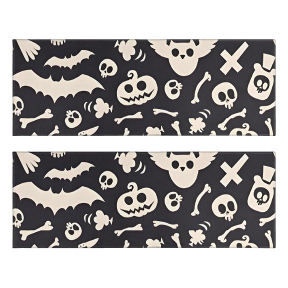 Kitchen Rugs Sets Of 2,Halloween Spooky Elements Anti Fatigue Kitchen Mat Rugs Non Slip Washable,Decorative Kitchen Floor Mats for Kitchen,Sink,Laundry,17"X47"