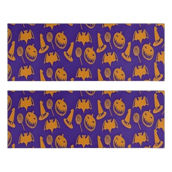 Kitchen Rugs Sets Of 2,Halloween Witch Hat Bat Pattern Anti Fatigue Kitchen Mat Rugs Non Slip Washable,Decorative Kitchen Floor Mats for Kitchen,Sink,Laundry,17"X47"