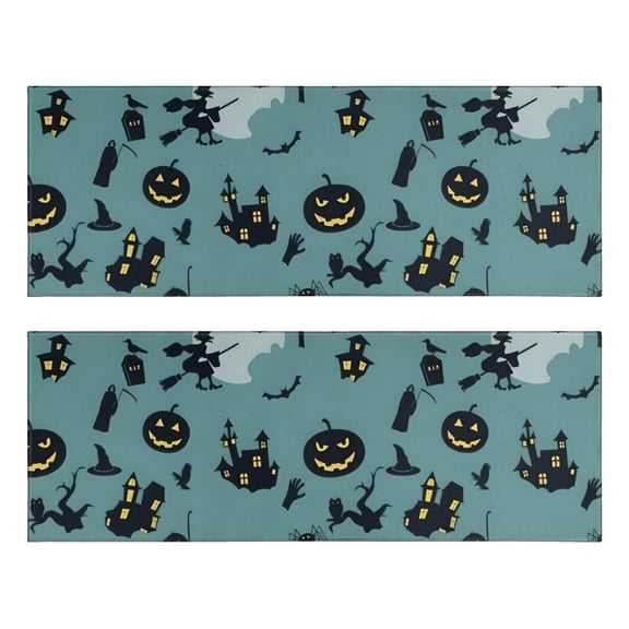 Kitchen Rugs Sets Of 2,Halloween Witchy Motifs Pattern Anti Fatigue Kitchen Mat Rugs Non Slip Washable,Decorative Kitchen Floor Mats for Kitchen,Sink,Laundry,17"X47"
