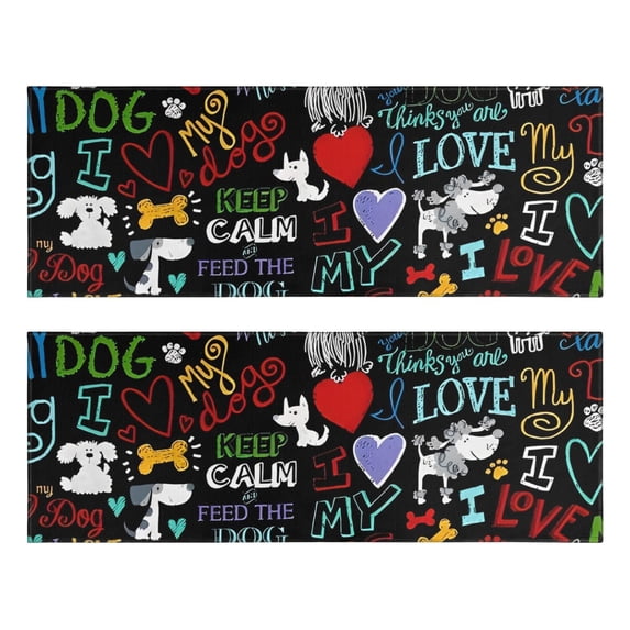 Kitchen Rugs Sets Of 2,I Love My Dogs Art Anti Fatigue Kitchen Mat Rugs Non Slip Washable,Decorative Kitchen Floor Mats for Kitchen,Sink,Laundry,17"X47"