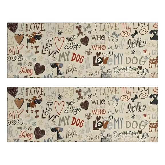 Kitchen Rugs Sets Of 2,I Love My Dogs Art Anti Fatigue Kitchen Mat Rugs Non Slip Washable,Decorative Kitchen Floor Mats for Kitchen,Sink,Laundry,17"X47"