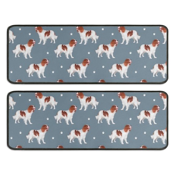 Kitchen Rugs Sets Of 2,King Charles Cavalier Anti Fatigue Kitchen Mat Rugs Non Slip Washable,Decorative Kitchen Floor Mats for Kitchen,Sink,Laundry,17"x47"+17"x47"