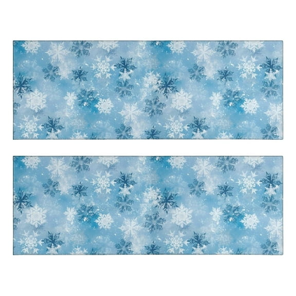 Kitchen Rugs Sets Of 2,Light Blue Christmas Snowflake Pattern Anti Fatigue Kitchen Mat Rugs Non Slip Washable,Decorative Kitchen Floor Mats for Kitchen,Sink,Laundry,17"X47"