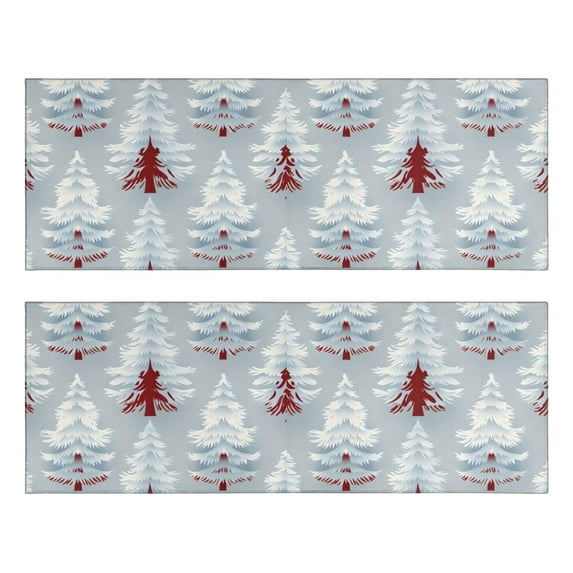 Kitchen Rugs Sets Of 2,Light Blue Christmas Tree Pattern Anti Fatigue Kitchen Mat Rugs Non Slip Washable,Decorative Kitchen Floor Mats for Kitchen,Sink,Laundry,17"X47"