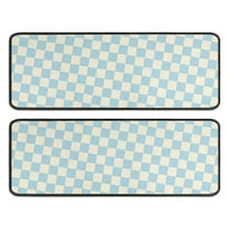 Kitchen Rugs Sets Of 2,Light Blue and Cream Checkered Pattern Anti Fatigue Kitchen Mat Rugs Non Slip Washable,Decorative Kitchen Floor Mats for Kitchen,Sink,Laundry,17"x47" 17"x47"