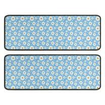 Kitchen Rugs Sets Of 2,Light Blue Daisy Flower Pattern Anti Fatigue Kitchen Mat Rugs Non Slip Washable,Decorative Kitchen Floor Mats for Kitchen,Sink,Laundry,17"x47" 17"x47"