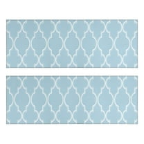 Kitchen Rugs Sets Of 2,Light Blue Geometric Quatrefoil Pattern Anti Fatigue Kitchen Mat Rugs Non Slip Washable,Decorative Kitchen Floor Mats for Kitchen,Sink,Laundry,17"X47"