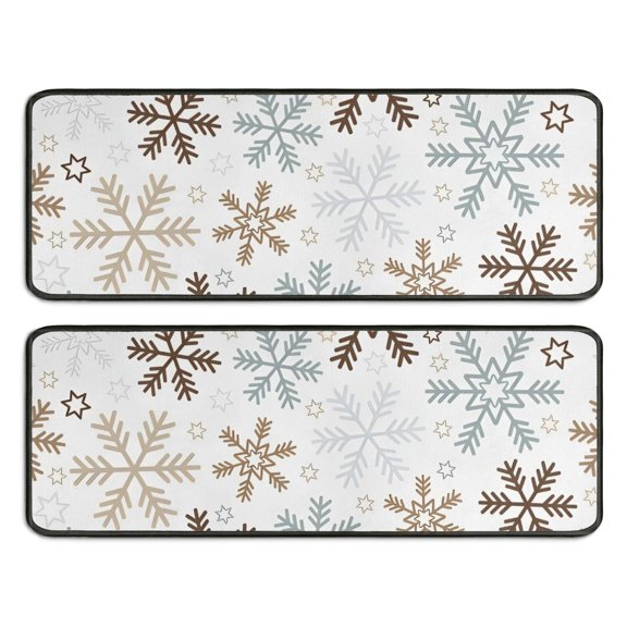 Kitchen Rugs Sets Of 2,Light Christmas Snowflake Pattern Anti Fatigue Kitchen Mat Rugs Non Slip Washable,Decorative Kitchen Floor Mats for Kitchen,Sink,Laundry,17"x47"+17"x47"