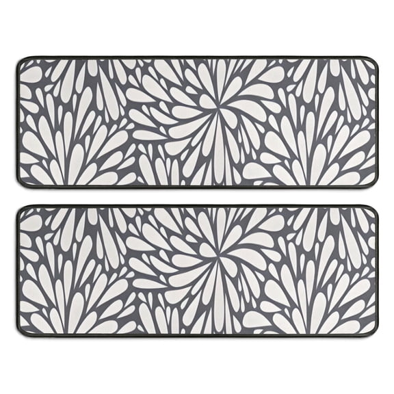 Kitchen Rugs Sets Of 2,Light Dark Floral Burst Pattern Anti Fatigue Kitchen Mat Rugs Non Slip Washable,Decorative Kitchen Floor Mats for Kitchen,Sink,Laundry,17"x47"+17"x47"