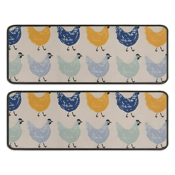 Kitchen Rugs Sets Of 2,Light Gray Chicken Pattern Anti Fatigue Kitchen Mat Rugs Non Slip Washable,Decorative Kitchen Floor Mats for Kitchen,Sink,Laundry,17"x47"+17"x47"