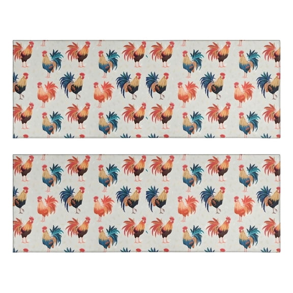 Kitchen Rugs Sets Of 2,Light Gray Chicken Rooster Pattern Anti Fatigue Kitchen Mat Rugs Non Slip Washable,Decorative Kitchen Floor Mats for Kitchen,Sink,Laundry,17"X47"