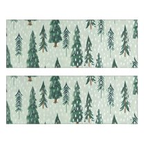 Kitchen Rugs Sets Of 2,Light Green Christmas Tree and Snow Pattern Anti Fatigue Kitchen Mat Rugs Non Slip Washable,Decorative Kitchen Floor Mats for Kitchen,Sink,Laundry,17"X47"