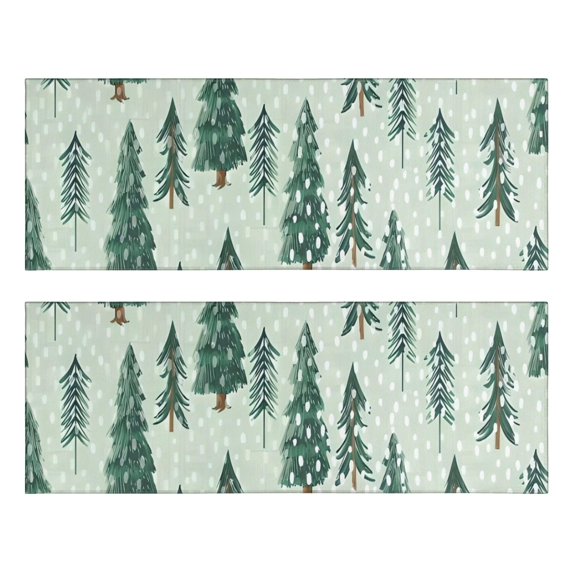 Kitchen Rugs Sets Of 2,Light Green Christmas Tree and Snow Pattern Anti Fatigue Kitchen Mat Rugs Non Slip Washable,Decorative Kitchen Floor Mats for Kitchen,Sink,Laundry,17"X47"