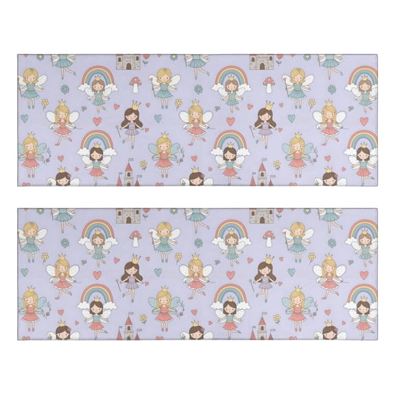Kitchen Rugs Sets Of 2,Light Purple Fairy Princess Pattern Anti Fatigue Kitchen Mat Rugs Non Slip Washable,Decorative Kitchen Floor Mats for Kitchen,Sink,Laundry,17"X47"