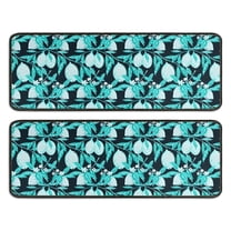 Kitchen Rugs Sets Of 2,LightBlue Lemon Fruits DarkBlue Pattern Anti Fatigue Kitchen Mat Rugs Non Slip Washable,Decorative Kitchen Floor Mats for Kitchen,Sink,Laundry,17"x47" 17"x47"