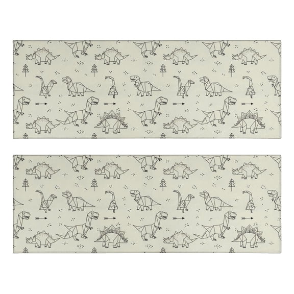 Kitchen Rugs Sets Of 2,LightColor Origami Dinosaurs Pattern Anti Fatigue Kitchen Mat Rugs Non Slip Washable,Decorative Kitchen Floor Mats for Kitchen,Sink,Laundry,17"X47"