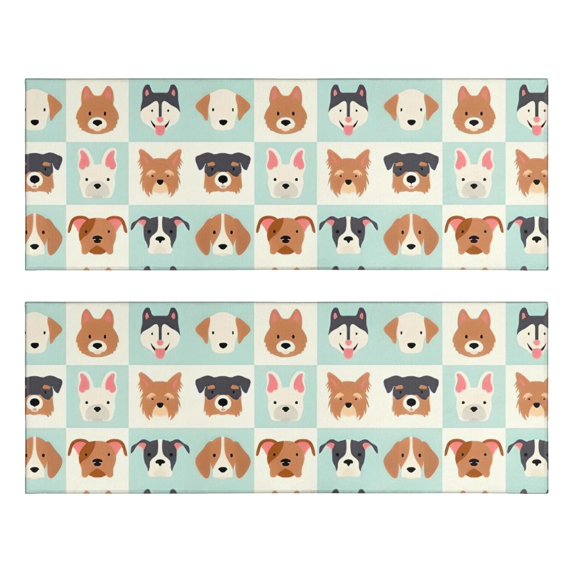 Kitchen Rugs Sets Of 2,Lovely Dog Breeds Anti Fatigue Kitchen Mat Rugs Non Slip Washable,Decorative Kitchen Floor Mats for Kitchen,Sink,Laundry,17"X47"