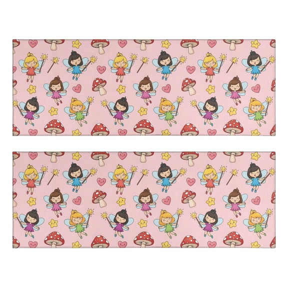 Kitchen Rugs Sets Of 2,Magic Fairy Princess Pattern Anti Fatigue Kitchen Mat Rugs Non Slip Washable,Decorative Kitchen Floor Mats for Kitchen,Sink,Laundry,17"X47"