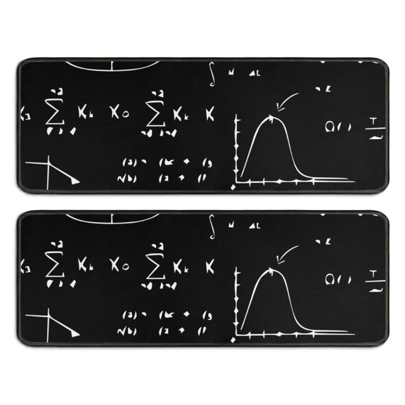 Kitchen Rugs Sets Of 2,Math Equations Calculus Black Pattern Anti Fatigue Kitchen Mat Rugs Non Slip Washable,Decorative Kitchen Floor Mats for Kitchen,Sink,Laundry,17"x47"+17"x47"