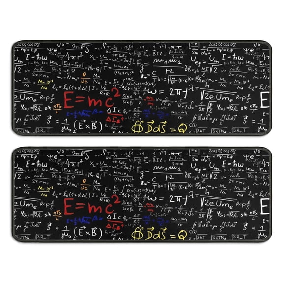 Kitchen Rugs Sets Of 2,Math Equations Calculus Symbols Black Pattern Anti Fatigue Kitchen Mat Rugs Non Slip Washable,Decorative Kitchen Floor Mats for Kitchen,Sink,Laundry,17"x47"+17"x47"
