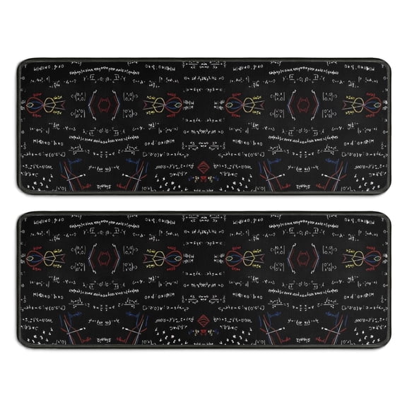 Kitchen Rugs Sets Of 2,Math Equations Colorful Numbers Black Pattern Anti Fatigue Kitchen Mat Rugs Non Slip Washable,Decorative Kitchen Floor Mats for Kitchen,Sink,Laundry,17"x47"+17"x47"