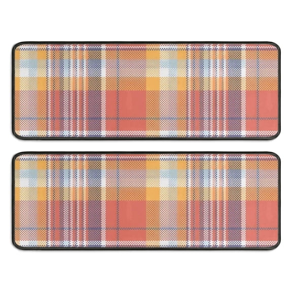 Kitchen Rugs Sets Of 2,Multi Color Checkerboard Checkered Pattern Anti Fatigue Kitchen Mat Rugs Non Slip Washable,Decorative Kitchen Floor Mats for Kitchen,Sink,Laundry,17"x47"+17"x47"