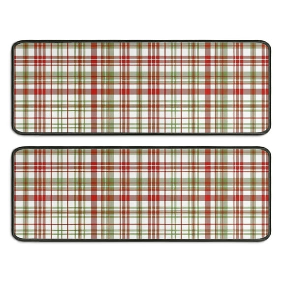 Kitchen Rugs Sets Of 2,Multi Color Plaid Checkered Pattern Anti Fatigue Kitchen Mat Rugs Non Slip Washable,Decorative Kitchen Floor Mats for Kitchen,Sink,Laundry,17"x47"+17"x47"
