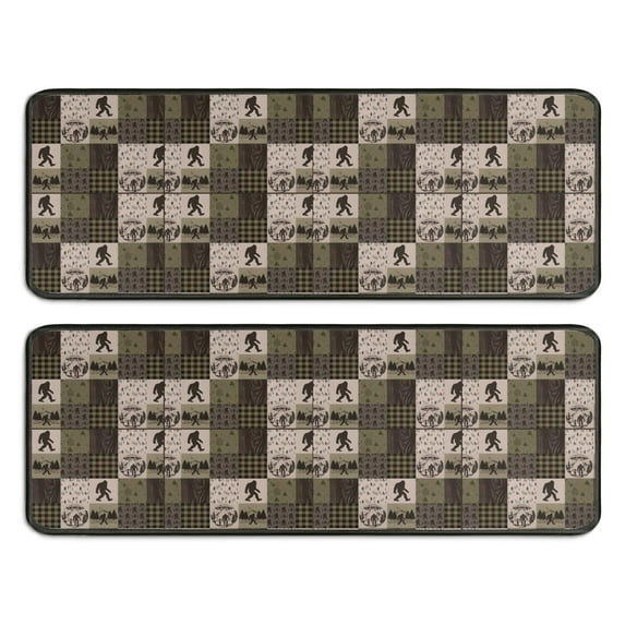 Kitchen Rugs Sets Of 2,Multicolor Bigfoot and Camping Pattern Anti Fatigue Kitchen Mat Rugs Non Slip Washable,Decorative Kitchen Floor Mats for Kitchen,Sink,Laundry,17"x47"+17"x47"