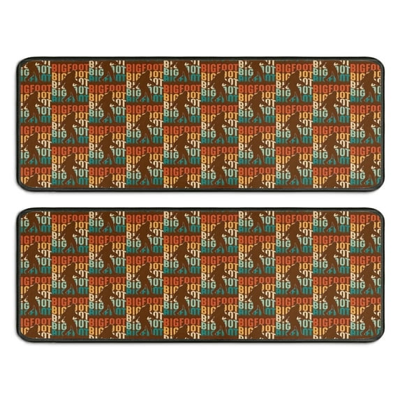 Kitchen Rugs Sets Of 2,Multicolor Bigfoot and Text Pattern Anti Fatigue Kitchen Mat Rugs Non Slip Washable,Decorative Kitchen Floor Mats for Kitchen,Sink,Laundry,17"x47"+17"x47"