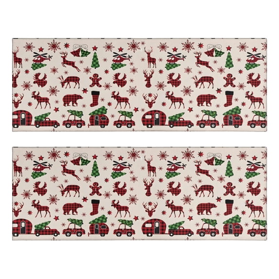 Kitchen Rugs Sets Of 2,Multicolor Christmas Camping Pattern Anti Fatigue Kitchen Mat Rugs Non Slip Washable,Decorative Kitchen Floor Mats for Kitchen,Sink,Laundry,17"X47"