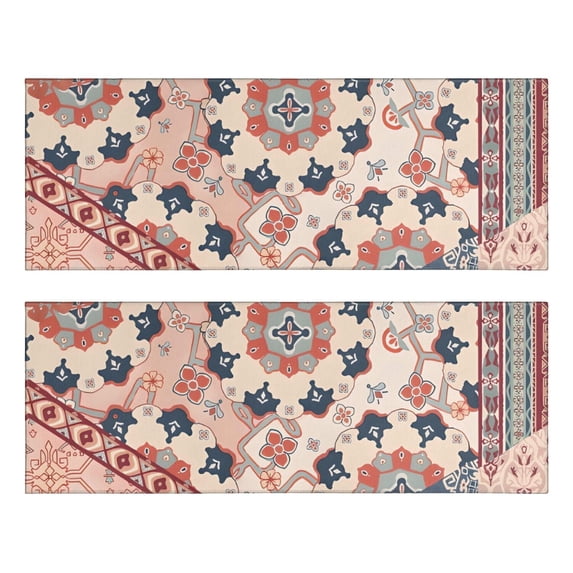 Kitchen Rugs Sets Of 2,Multicolor Ethnic Patchwork Pattern Anti Fatigue Kitchen Mat Rugs Non Slip Washable,Decorative Kitchen Floor Mats for Kitchen,Sink,Laundry,17"X47"