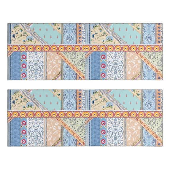 Kitchen Rugs Sets Of 2,Multicolor Ethnic Striped Pattern Anti Fatigue Kitchen Mat Rugs Non Slip Washable,Decorative Kitchen Floor Mats for Kitchen,Sink,Laundry,17"X47"