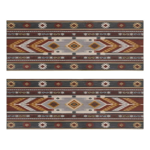 Kitchen Rugs Sets Of 2,Multicolor Geometric Boho Pattern Anti Fatigue Kitchen Mat Rugs Non Slip Washable,Decorative Kitchen Floor Mats for Kitchen,Sink,Laundry,17"X47"