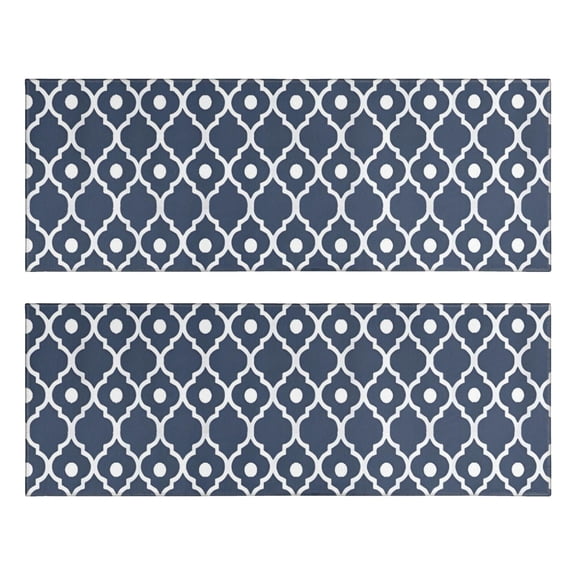 Kitchen Rugs Sets Of 2,Navy Blue Geometric Quatrefoil Pattern Anti Fatigue Kitchen Mat Rugs Non Slip Washable,Decorative Kitchen Floor Mats for Kitchen,Sink,Laundry,17"X47"