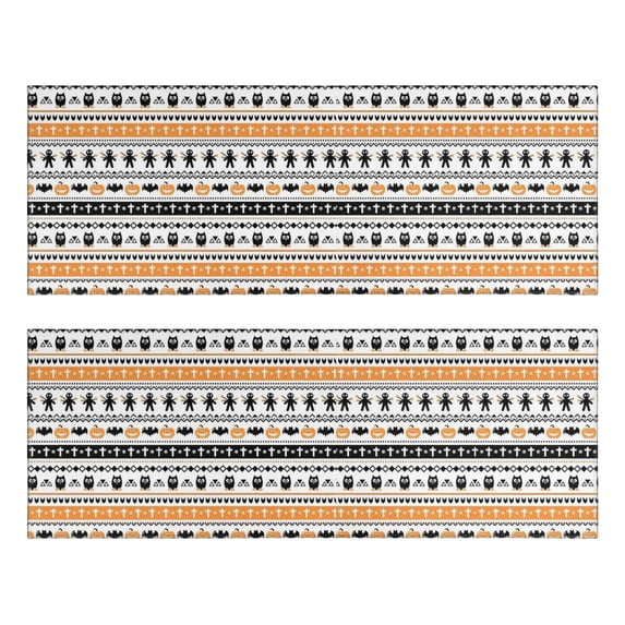 Kitchen Rugs Sets Of 2,Orange and Black Christmas Pattern Anti Fatigue Kitchen Mat Rugs Non Slip Washable,Decorative Kitchen Floor Mats for Kitchen,Sink,Laundry,17"X47"