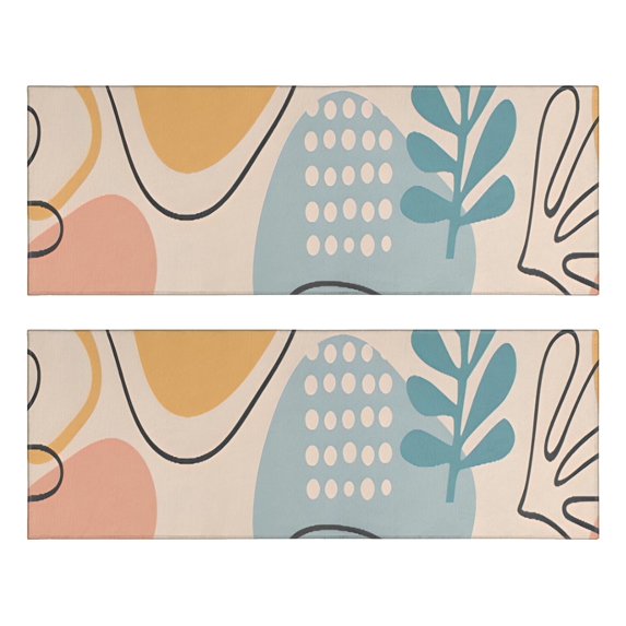 Kitchen Rugs Sets Of 2,Orange Boho Abstract and Plant Pattern Anti Fatigue Kitchen Mat Rugs Non Slip Washable,Decorative Kitchen Floor Mats for Kitchen,Sink,Laundry,17"X47"