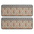 thumbnail image 1 of Kitchen Rugs Sets Of 2,Orange Geometric Diamond Cross Pattern Anti Fatigue Kitchen Mat Rugs Non Slip Washable,Decorative Kitchen Floor Mats for Kitchen,Sink,Laundry,17"x47"+17"x47", 1 of 5