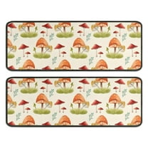 Kitchen Rugs Sets Of 2,Orange Mushroom Grass Light Pattern Anti Fatigue Kitchen Mat Rugs Non Slip Washable,Decorative Kitchen Floor Mats for Kitchen,Sink,Laundry,17"x47" 17"x47"