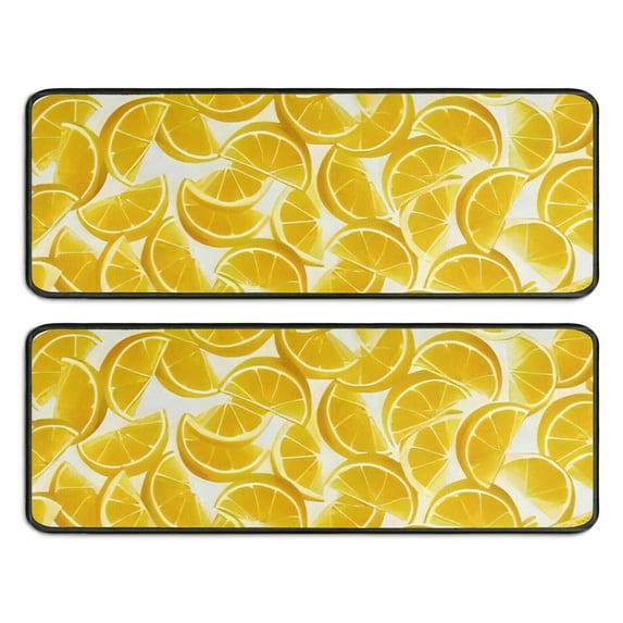 Kitchen Rugs Sets Of 2,Orange Slices White Pattern Anti Fatigue Kitchen Mat Rugs Non Slip Washable,Decorative Kitchen Floor Mats for Kitchen,Sink,Laundry,17"x47"+17"x47"