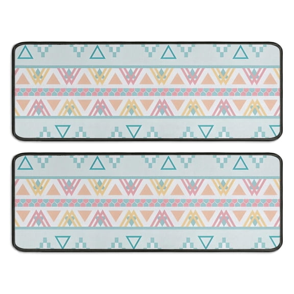 Kitchen Rugs Sets Of 2,Pastel Geometric Pattern Anti Fatigue Kitchen Mat Rugs Non Slip Washable,Decorative Kitchen Floor Mats for Kitchen,Sink,Laundry,17"x47"+17"x47"