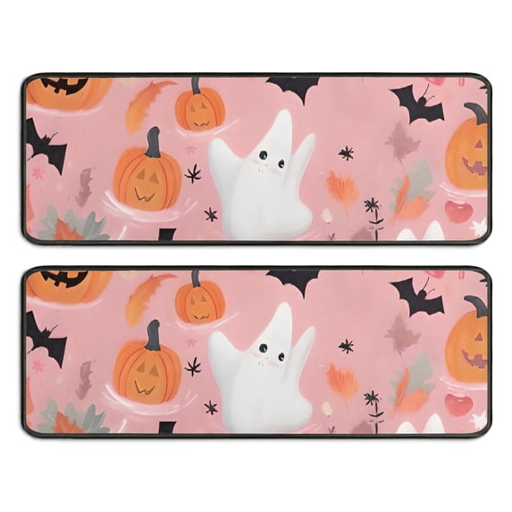 Kitchen Rugs Sets Of 2,Pastel Halloween Pattern Anti Fatigue Kitchen Mat Rugs Non Slip Washable,Decorative Kitchen Floor Mats for Kitchen,Sink,Laundry,17"x47"+17"x47"