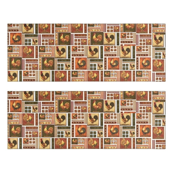Kitchen Rugs Sets Of 2,Patchwork Chicken Pattern Anti Fatigue Kitchen Mat Rugs Non Slip Washable,Decorative Kitchen Floor Mats for Kitchen,Sink,Laundry,17"X47"
