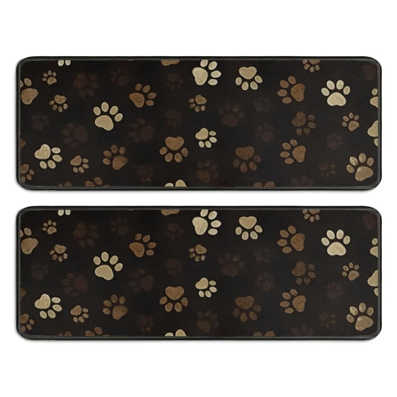 Kitchen Rugs Sets Of 2,Paw Print Anti Fatigue Kitchen Mat Rugs Non Slip Washable,Decorative Kitchen Floor Mats for Kitchen,Sink,Laundry,17"x47"+17"x47"