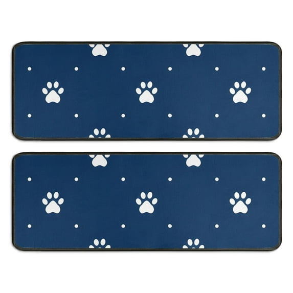 Kitchen Rugs Sets Of 2,Paw Print Anti Fatigue Kitchen Mat Rugs Non Slip Washable,Decorative Kitchen Floor Mats for Kitchen,Sink,Laundry,17"x47"+17"x47"