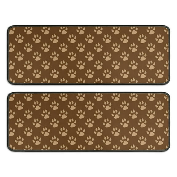 Kitchen Rugs Sets Of 2,Paw Prints Anti Fatigue Kitchen Mat Rugs Non Slip Washable,Decorative Kitchen Floor Mats for Kitchen,Sink,Laundry,17"x47"+17"x47"
