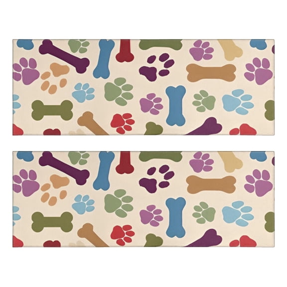 Kitchen Rugs Sets Of 2,Paw Prints and Bones Anti Fatigue Kitchen Mat Rugs Non Slip Washable,Decorative Kitchen Floor Mats for Kitchen,Sink,Laundry,17"X47"