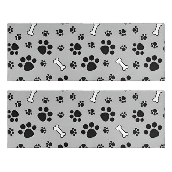 Kitchen Rugs Sets Of 2,Paw Prints and Bones Anti Fatigue Kitchen Mat Rugs Non Slip Washable,Decorative Kitchen Floor Mats for Kitchen,Sink,Laundry,17"X47"