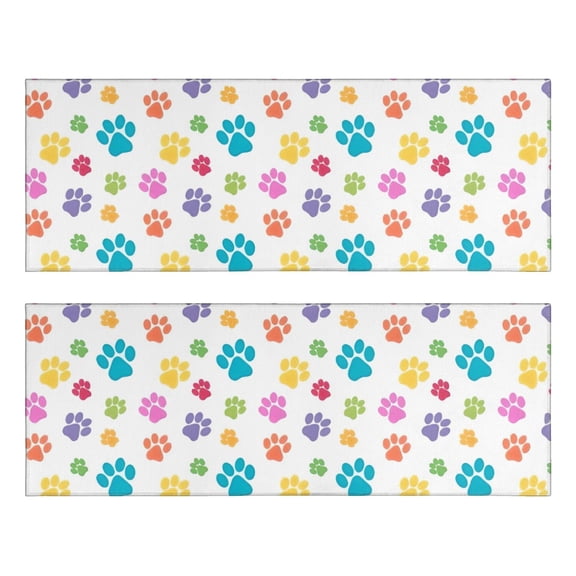 Kitchen Rugs Sets Of 2,Pets Paws Print Colorful Anti Fatigue Kitchen Mat Rugs Non Slip Washable,Decorative Kitchen Floor Mats for Kitchen,Sink,Laundry,17"X47"