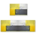 thumbnail image 1 of Kitchen Rugs Sets 2 Piece Floor Mats Grey and Yellow Street Art Abstract Design Square Theme Doormat Non-Slip Rubber Backing Area Rugs Carpet Inside Door Mat Pad Sets-15.7" x 23.6"+15.7" x 47.2", 1 of 6